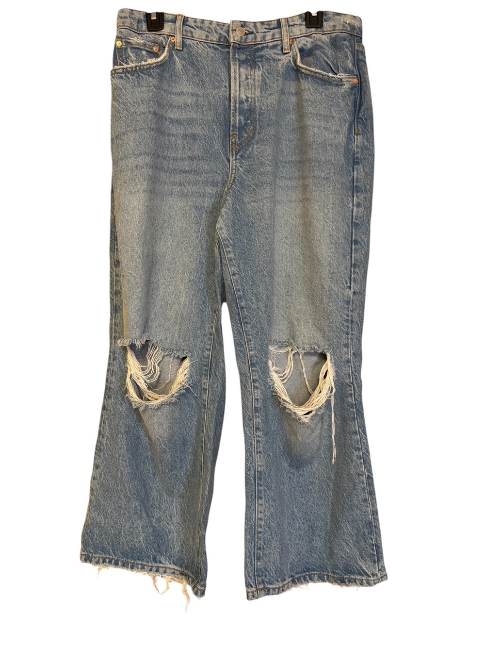 We The Free Thirty-One Distressed Wide Leg Cropped Jeans 31